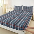 thumbnail image 3 of Feelyou Blue Square Plaid Twin Sheet Sets, Vintage Abstract Bedding, 3-Piece, 3 of 7