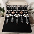 thumbnail image 2 of Feelyou Fashion Western Aztec Full Size Sheets, Black White Abstract Bed Sheets, Hippie Tribal Theme Sheet Sets, Luxury Bedroom Decor, 4 Pieces, 2 of 7