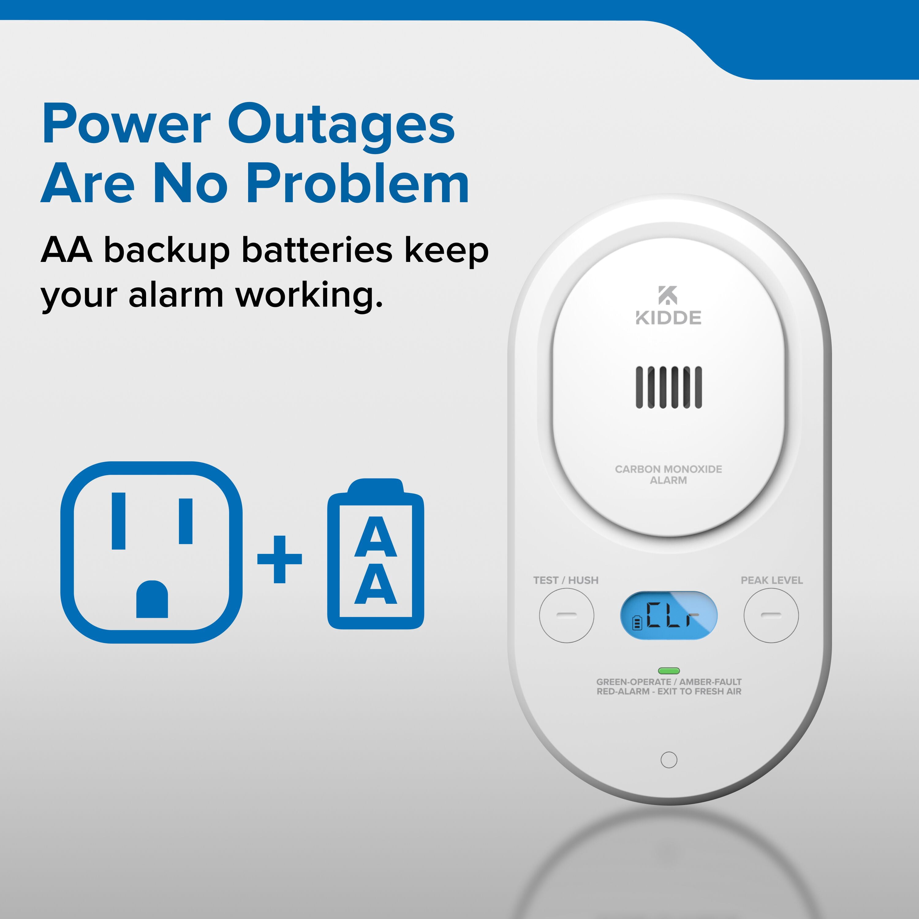 Kidde Carbon Monoxide Detector, Plug-In with AA Battery Backup, Rotating Plug, 85 dB Alarm, COPD