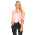 thumbnail image 4 of Women's Casual Fitted Blazer Draped Open Front with Ruched 3/4 Sleeves (S-3XL), 4 of 5