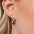 thumbnail image 3 of Gem Stone King 10K Yellow Gold Red Garnet and Lab Grown Diamond Stud Dangle Earrings for Women | 2.67 Cttw | Gemstone January Birthstone | Pear Shape 8X6MM, 3 of 6