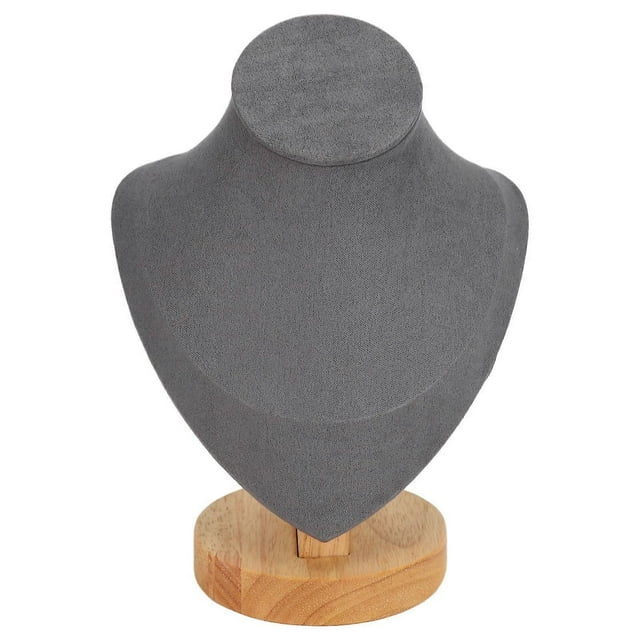 Présentoir à colliers en cuir PU et flanelle pour magasin de détail, gris
