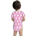 thumbnail image 3 of Xecao Pink And White Polka Dot Pattern Baby Climbing Bodysuit Short Sleeve Onesie Unisex 0-12 Months Baby Shirt Newborn Outfits Crotch snap design-, 3 of 6