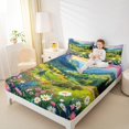 thumbnail image 4 of Homewish Cute Flower Daisy Full Size Sheets,Western Spring Gardent Bed Sheets,Natural Mountain Green Tree Sheet Sets For Girls Teens,Uxury Bedroom Decor,4-Piece, 4 of 7