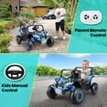 thumbnail image 7 of Unifun 24V Ride on Toy Car for Big Kids 4-8, XL Kids UTV 2 Seater with Remote Control, 20" Spacious Seat, 4WD/2WD, MP3 & USB, 3 Speed, Storage, Electric Powerful Cars for Boys Girls, Blue, 7 of 7