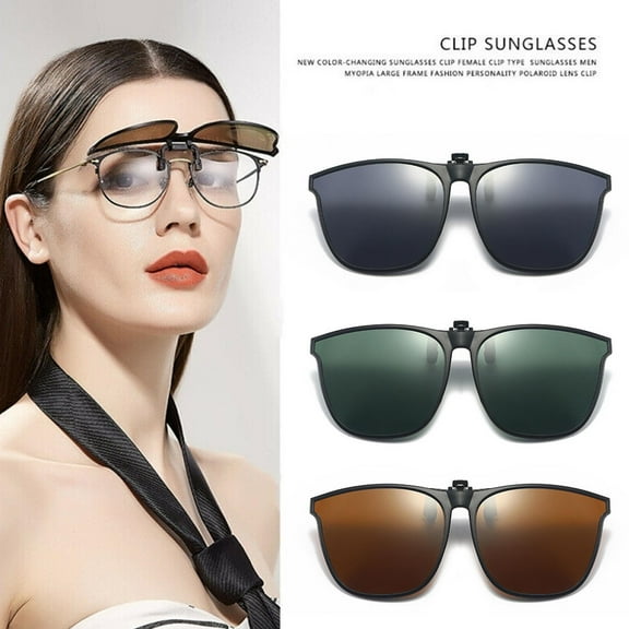 SSKFHGI Brown Lens Sunglasses Clip-On Lenses Can Be Flipped Up Polarized Large Frame Light