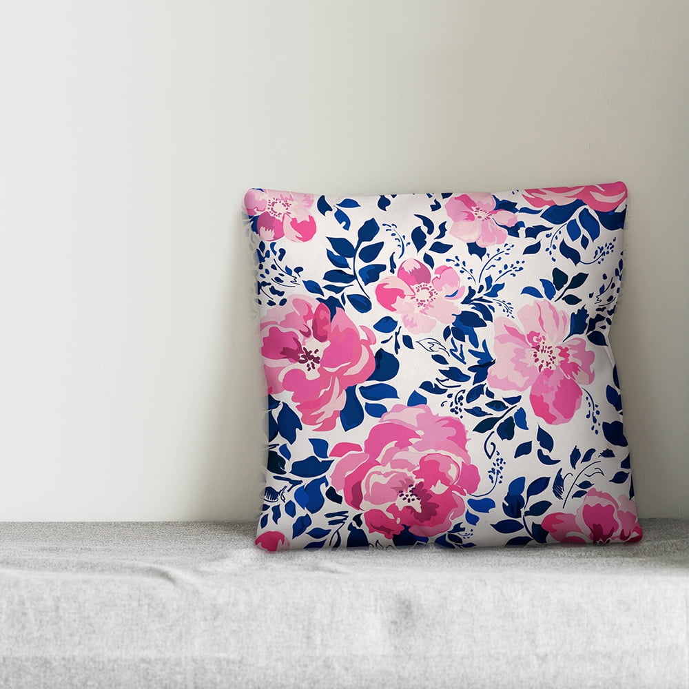 Creative Products Pink and Blue Forals 18x18 Indoor / Outdoor Pillow