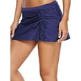 thumbnail image 3 of Nlife Women Solid Color High Waist Side Drawstring Ruched Swimming Bottoms, 3 of 5
