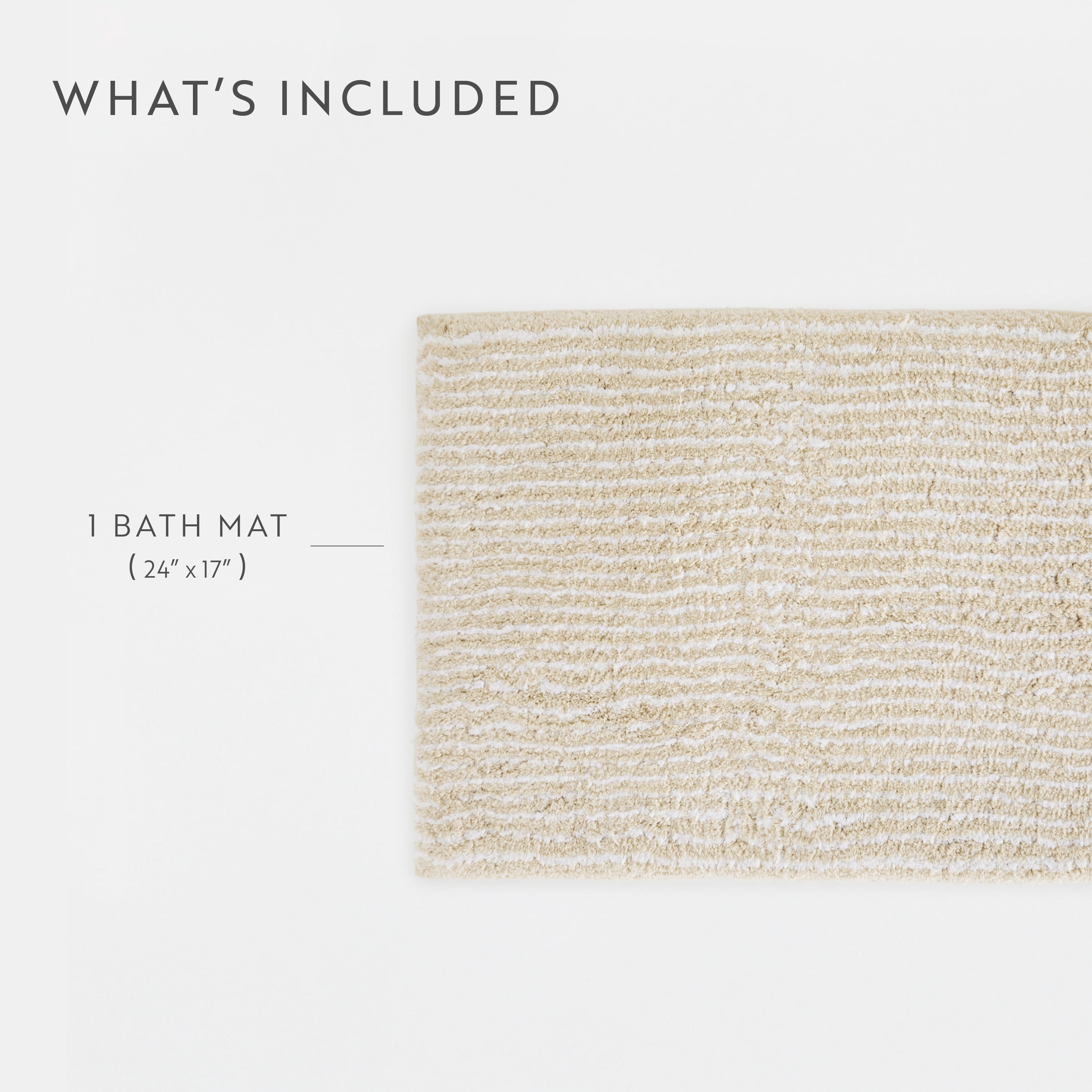 100% Cotton Pinstripe Patterned Bath Mat by Comfort Canopy, Natural, 24" x 17"