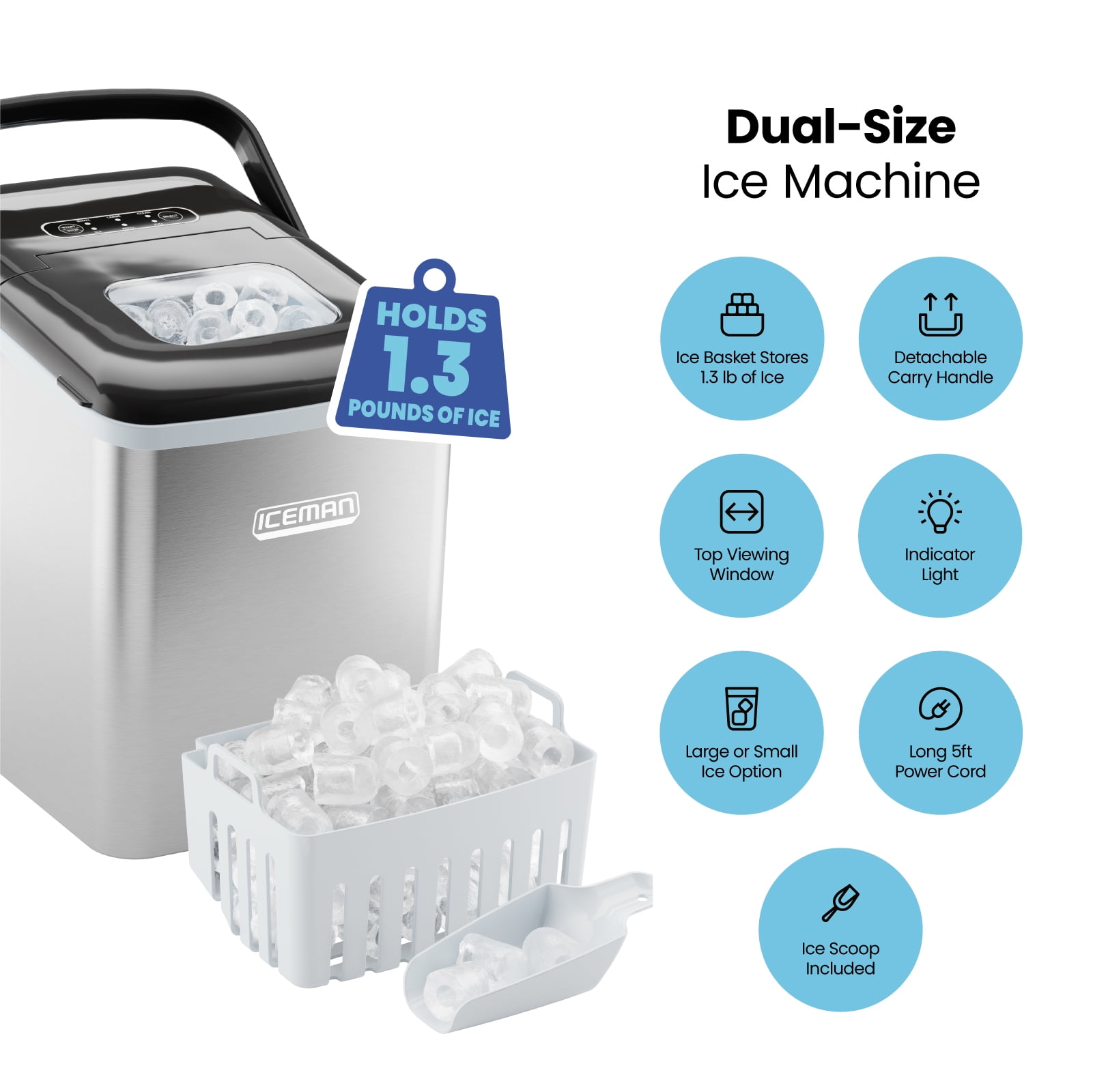 ICEMAN ハオキュー  HOW Iceman Dual-Size Bullet Ice Maker with 1.3lb Capacity for