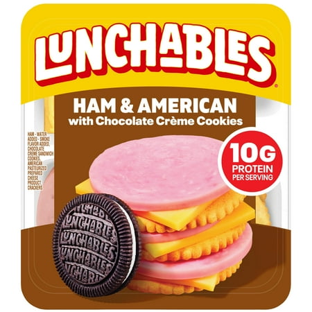 Lunchables Ham & American Cheese Cracker Stackers Kids Lunch Snack, 3.2 oz Plastic Tray
