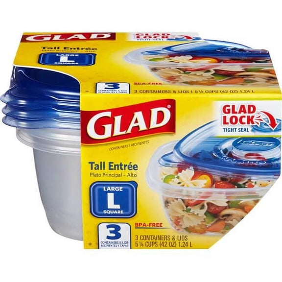 GladWare Tall Entree Clear Plastic Microwave Safe Food Storage Container (3 Count)