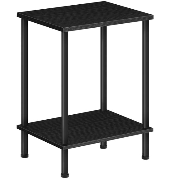 HOOBRO 2-Layer End Table with Storage Shelves, Black
