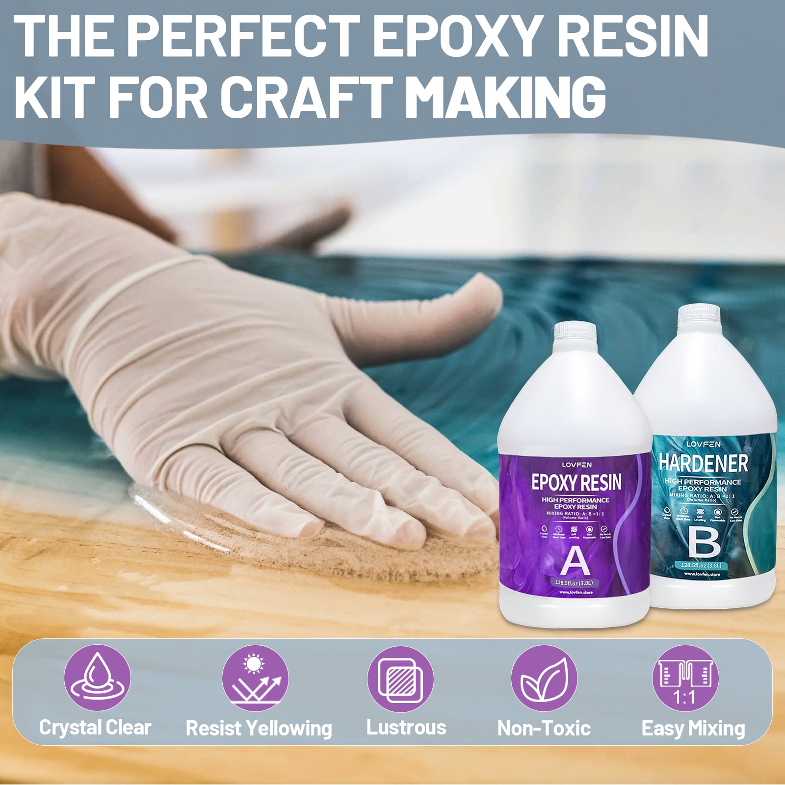 2 Gallon Epoxy Resin Art Resin for DIY,Jewelry,Tabletops,Crystal Clear,High-Performance Resin Epoxy