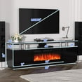 thumbnail image 2 of 70" Fireplace TV Stand with 36" Fireplace,2 Tier LED Entertainment Center with Fireplace&12 Colors Lights for TVs Up to 80",Modern Wood TV Media with Storage Cabinets for Living Room, 2 of 7