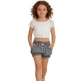 thumbnail image 4 of Girls Plaid Ruffled Bloomers, Elastic Waist Cute Gingham Shorts with Bow for Playdates and Casual Outings Black 120, 4 of 7