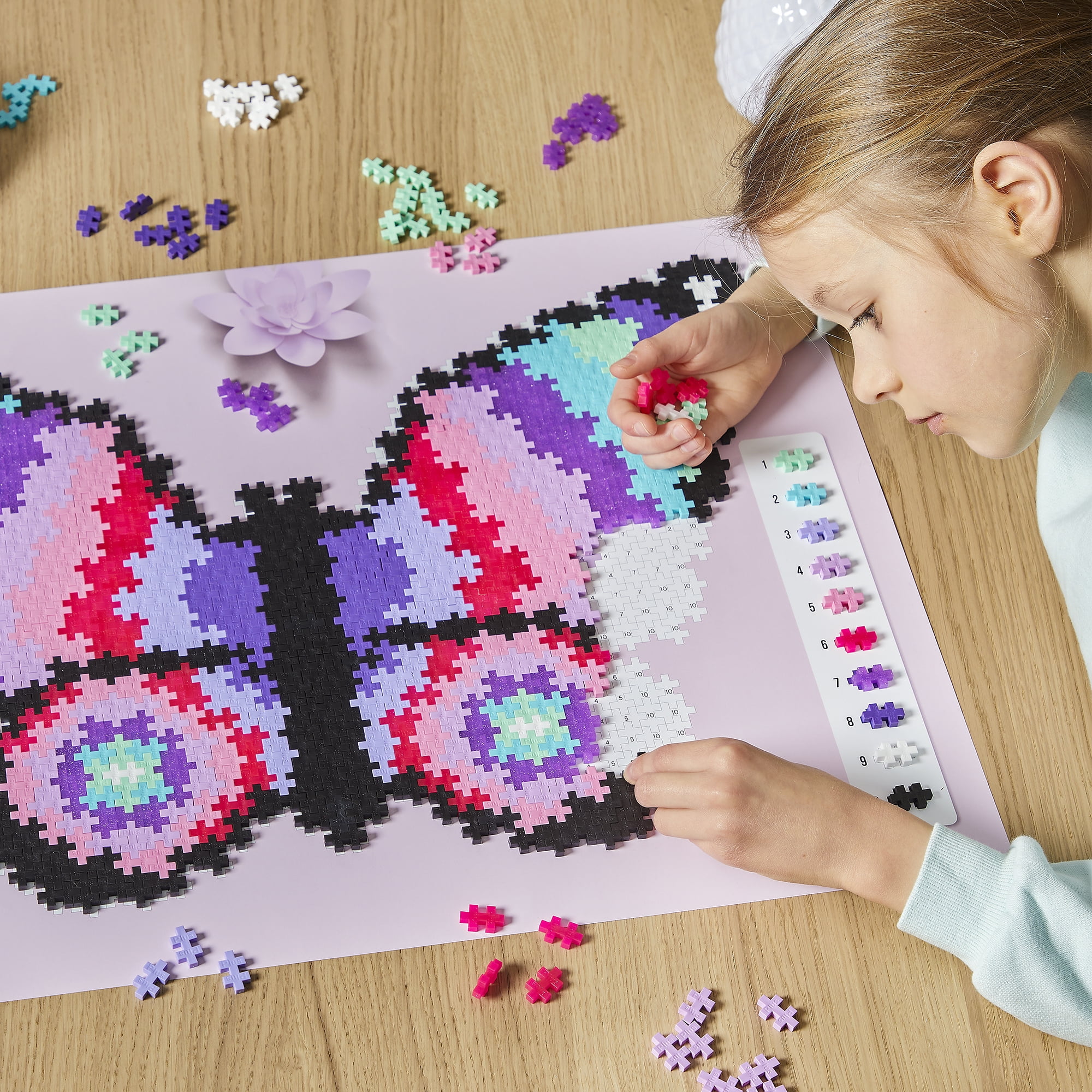 Plus-Plus: Puzzle by Number - Butterfly - 800 Piece - Color To Number Matching, Interlocking Mini Blocks, Construction Building STEM Toy, Kids Ages 7+