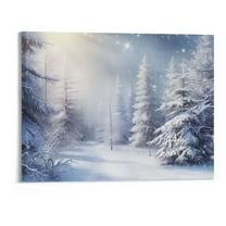 COMIO Vintage Christmas Snowy Forest 20” x 16” Framed Canvas Art Prints