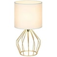 thumbnail image 5 of Haitral 13.8” Hollowed Diamond Gold Table Lamp with White Fabric Shade, 5 of 7