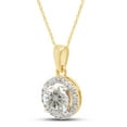thumbnail image 2 of 1 Carat 6.5MM Round Cut Lab Created Moissanite Diamond Halo Pendant Necklace In 14K Yellow Gold Over Sterling Silver Jewelry For Women With 18" Chain(G-H Color,VVS1 Clarity, 1 Cttw), 2 of 7