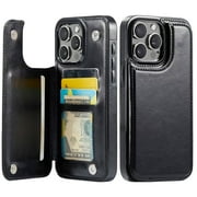 for iPhone 12 Pro Max Wallet Case with Card Holder, PU Faux Leather Kickstand Card Slots Case, Double Magnetic Clasp and Durable Shockproof Cover