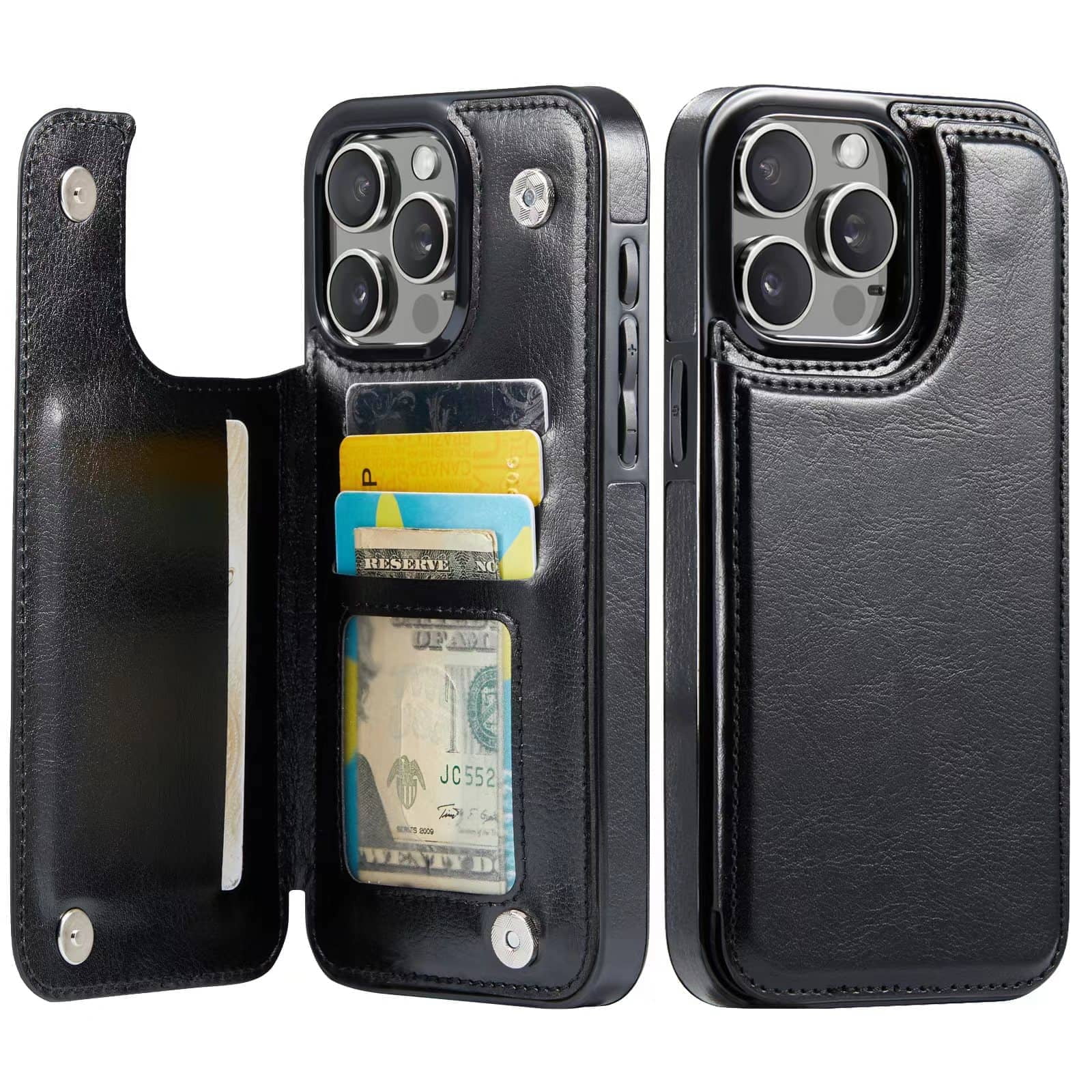 for iPhone 12 Pro Max Wallet Case with Card Holder, PU Faux Leather Kickstand Card Slots Case, Double Magnetic Clasp and Durable Shockproof Cover