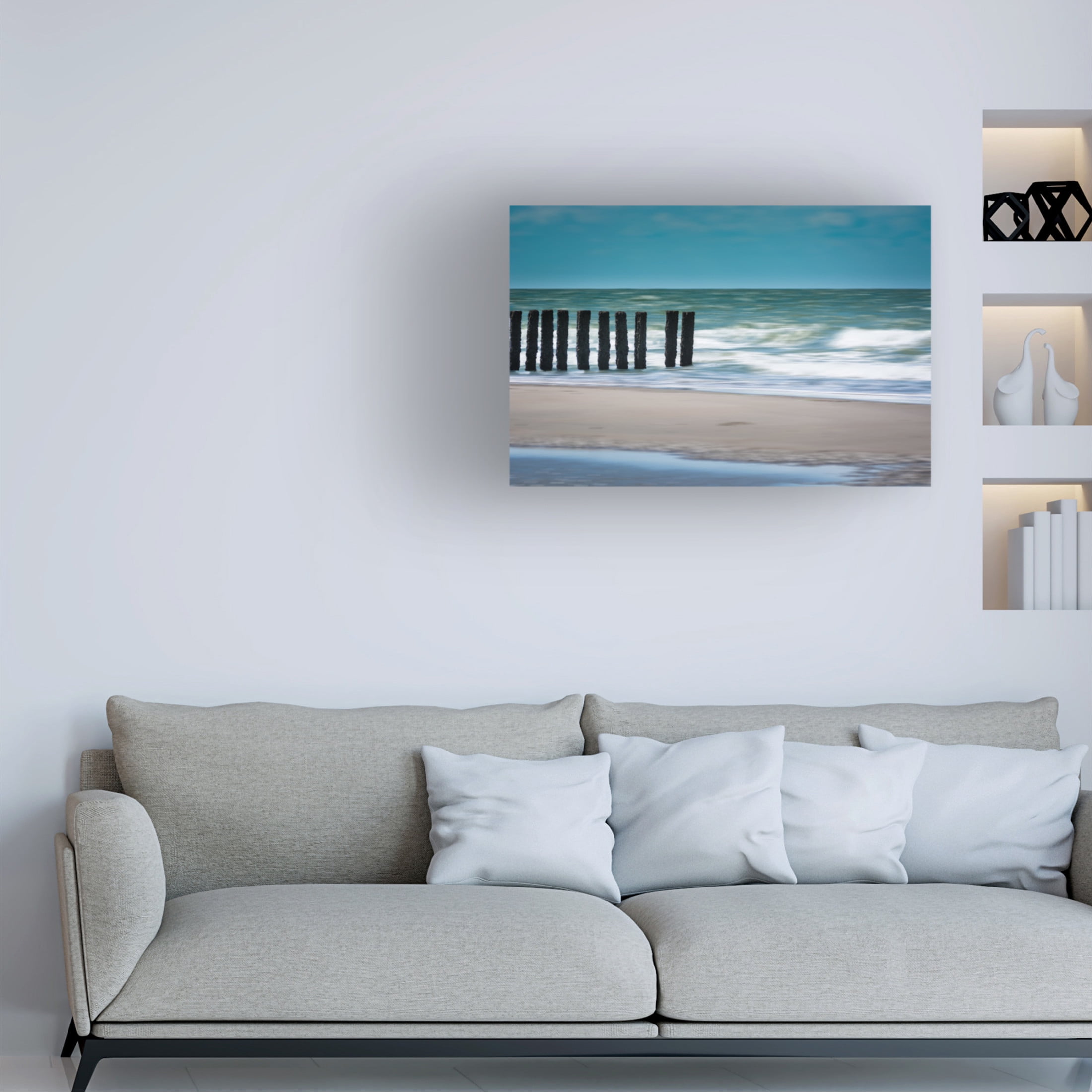 Canvas Wall Art - Bernardine de Laat 'White Waves' Wall Art for Living Room, Bedroom, or Office Décor by Trademark Fine Art - 47 x 30 Inches