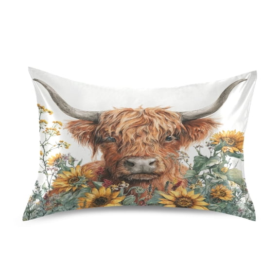 Satin Pillowcase Home Luxury Envelope Pillowcases Soft And Smooth A Highland Cow
