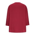 thumbnail image 4 of Womens Cotton-Linen Button Tunic Tops 3/4 Sleeve V-Neck Pleated Shirts Trendy Casual 2026 Blouses Summer Beach T-Shirts Clothes, 4 of 5