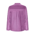 thumbnail image 5 of BangWanChi Long Sleeve Shirts for Women Women's Long Sleeved Striped Printed V-neck Loose T-shirt Top, 5 of 6