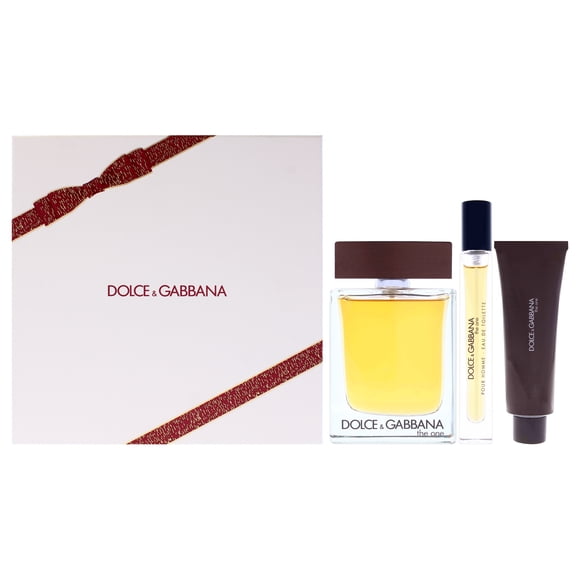 The One by Dolce and Gabbana pour Hommes - Coffret Cadeau 3 Pcs Vaporisateur EDT 3,3 Oz, Vaporisateur EDT 0,33 Oz (Mini), Gel Douche 1,69 Oz