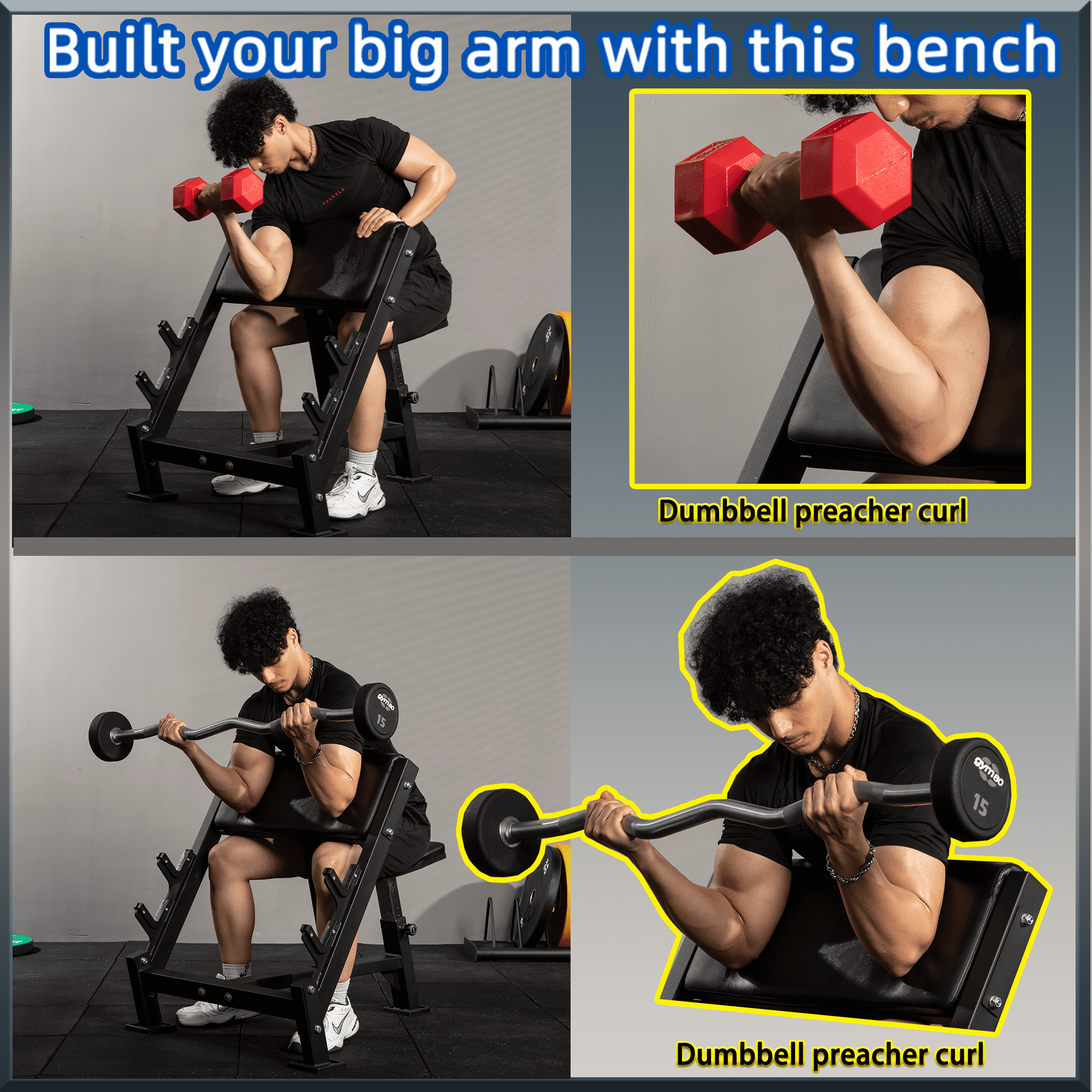 AOWINNOX Preacher Curl Bench, Tricep&Bicep Curl Machine, Arm Workout Equipment