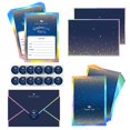 thumbnail image 1 of Cheerland Juego de 12 invitaciones, sobres de invitación de graduación azul holográfico, pegatinas, tarjetas, invitaciones de graduación azul real con confeti dorado, felicitaciones, suministros para, 1 of 5