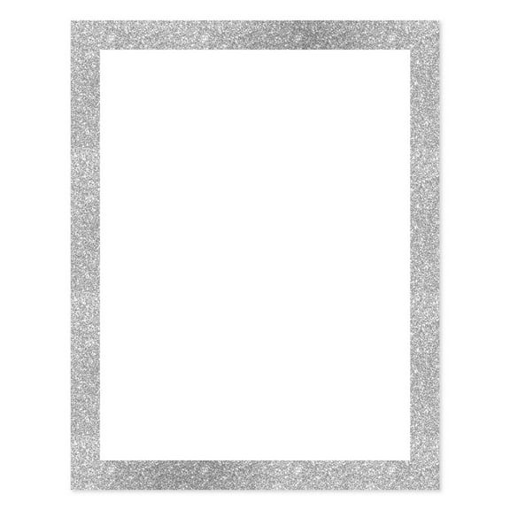 Pen Gear White Poster Board with Silver Glitter Frame, 22" x 28", Display & Presentation Board