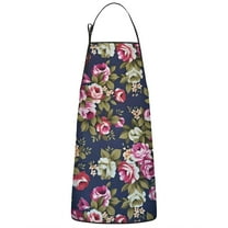 Pioneer Flower Floral Print Pattern Apron-Garden Aprons for Women with Pockets-Cotton Linen Waterproof Kitchen Cooking Gardening Aprons Adjustable for Kitchen,Cooking,BBQ and Salon 33x27 Inch