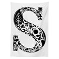 thumbnail image 3 of Ambesonne Letter S Tablecloth Rectangular Table Cover, Floral Monochrome S, 60"x90", Black White, 3 of 4
