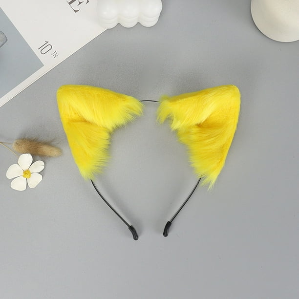 Diadema con orejas de gato y zorro de simulación hecha a mano, diadema con orejas de bestia de peluche, accesorios para vestido de cosplay, accesorios para tocado
