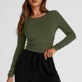 thumbnail image 4 of ZyeKqe Womens Long Sleeve Shirts Crewneck Going out Tops Slim Fitted Undershirts Base Layer Stretchy Basic Tight Tees, 4 of 7
