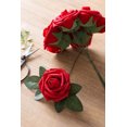 thumbnail image 3 of Flores artificiales 50 piezas de aspecto real rosas falsas de color rojo oscuro con tallo para ramos de boda de bricolaje centros de mesa arreglos fiesta baby shower decoraciones para el hogar Xemadio SNFLD1713, 3 of 4