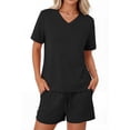 thumbnail image 2 of Sundazz Lounge Sets for Women Summer 2 Piece Outfits V Neck Shirts and Shorts Sets Casual Matching Sets, 2 of 7