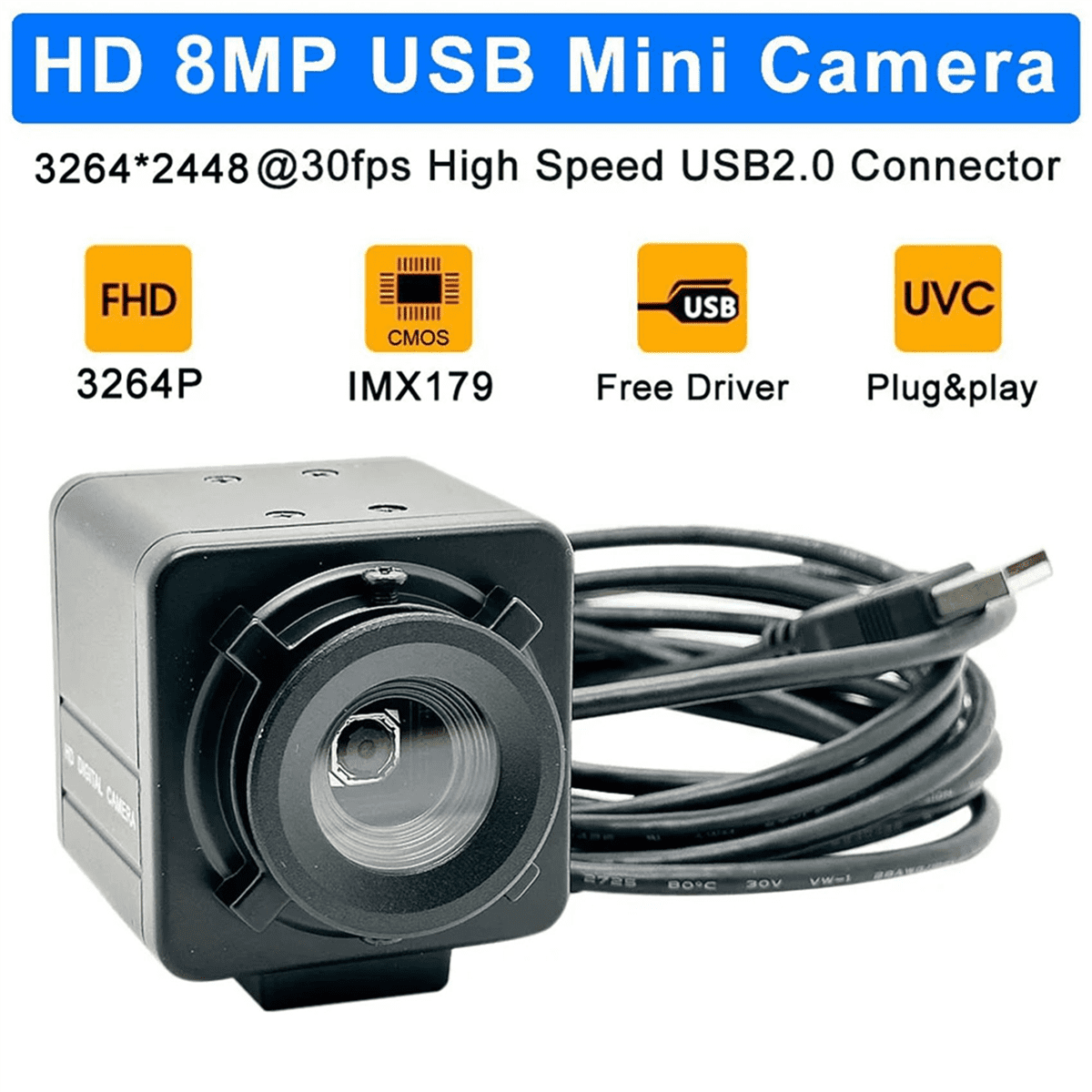 4X Industrial 4K USB Webcam PC Laptops Video 8MP Autofocus USB Camera IMX179 Sensor OTG UVC Plug & Play