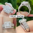 thumbnail image 3 of SFTING Wedding Rings for Women Halo Princess Cut Engagement Rings Enternity 5A CZ Silver Plated Jewelry Promise Rings for Her Size 7, 3 of 8