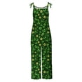 thumbnail image 4 of BiZtdJrK Wide Leg Linen Jumpsuits for Women St Patricks Day Outfits Funny Graphic Spaghetti Strap Rompers One Piece Pants with Pockets Green XXXXL, 4 of 6