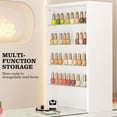 thumbnail image 4 of Double Manicure Table, Nail Desk for Nail Tech w/Glass Top & Wrist Rest, Nail Beauty Workstation w/3 Storage Drawers & 8-Tiers Open Shelves(White), 4 of 7