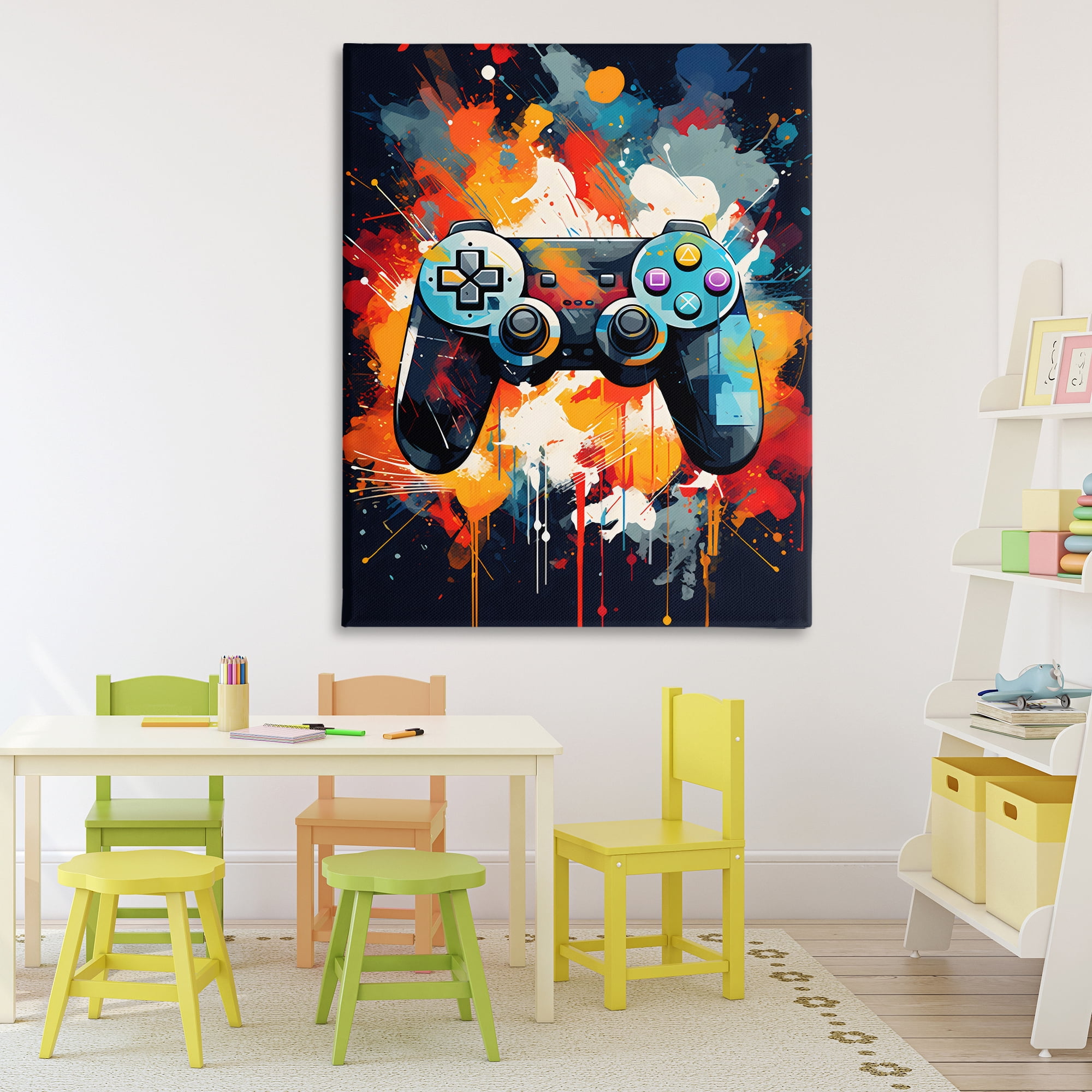 Stupell Industries Orange Paint Splash Gamer Canvas Wall Art, design by Creative Studio