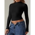 thumbnail image 4 of Womens Sexy Long Sleeve Round Neck Slim Basic T Shirt, 4 of 5