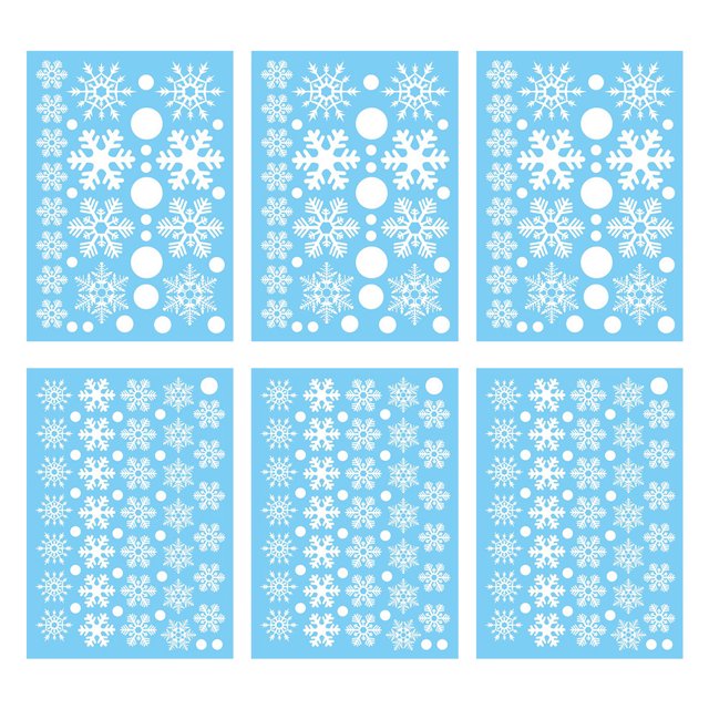 Laklulu 3 juegos de pegatinas de pared navideñas con copos de nieve, pegatinas decorativas para escaparates de Año Nuevo, pegatinas electrostáticas