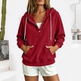 thumbnail image 2 of Qiggri Womens Ribbed Corduroy Hoodie,Soft Henley Neck Pullover with Kangaroo Pocket,Casual Sweatshirt for Daily Wear, 2 of 7
