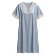 thumbnail image 3 of Women's Ice Silk Lace Trim Nightgown Short Sleeve Cooling Sleep Dress Breathable Lightweight Summer Nightshirt Loose Casual Lounge Dress Soft Comfortable Homewear for Women, 3 of 3