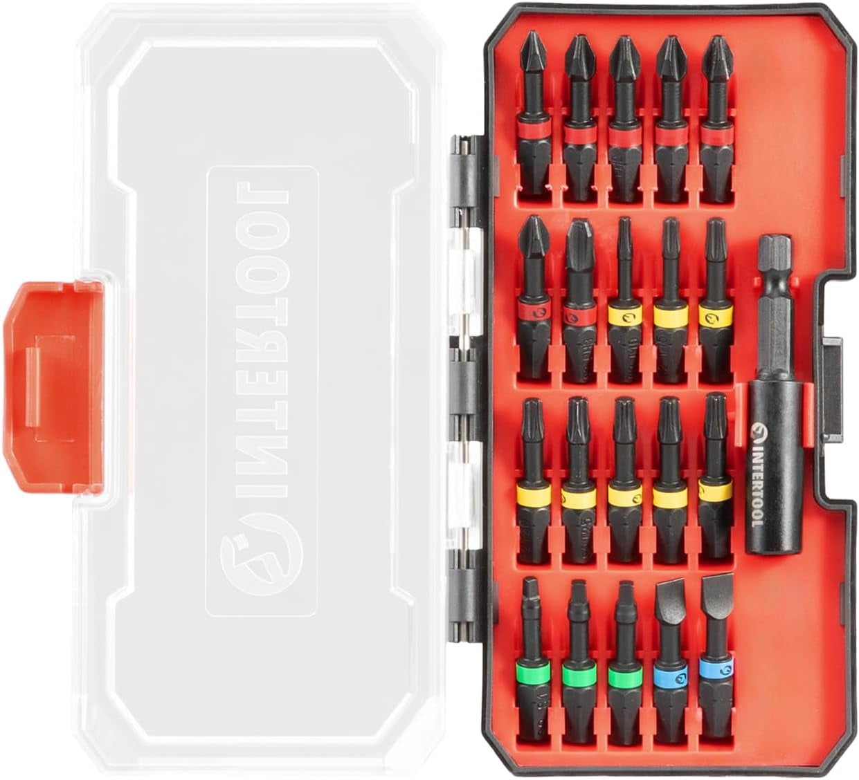 MKEUDQ-21-Piece Impact Driver Bit Set, S2 Steel Screwdriver Bits with Color-Coded Torx Phillips Slotted Square, Magnetic Quick Change Holder, Compact Hard Case for Home Auto Repair | VT08-3381